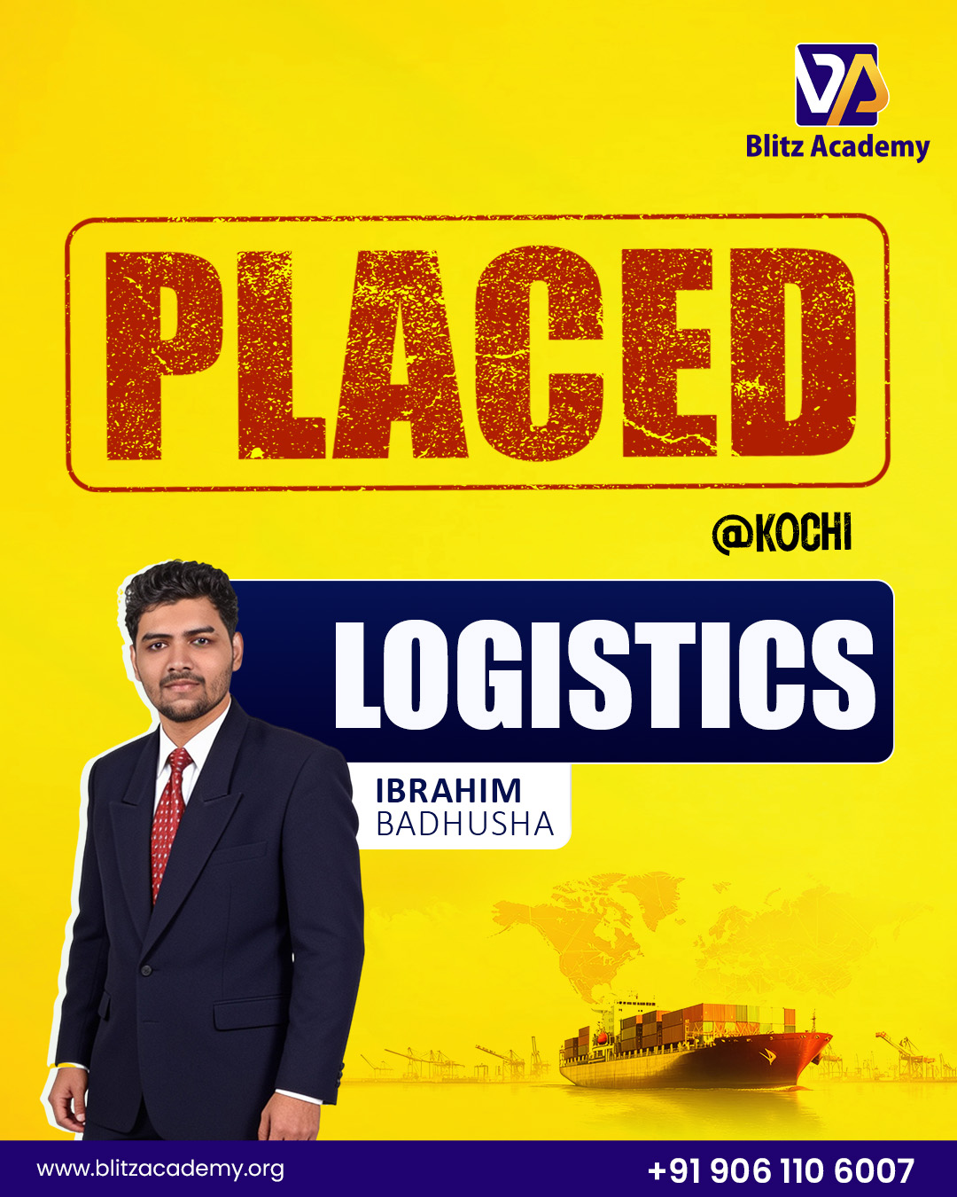 Badhusha, placed as Logistics (Kochi)